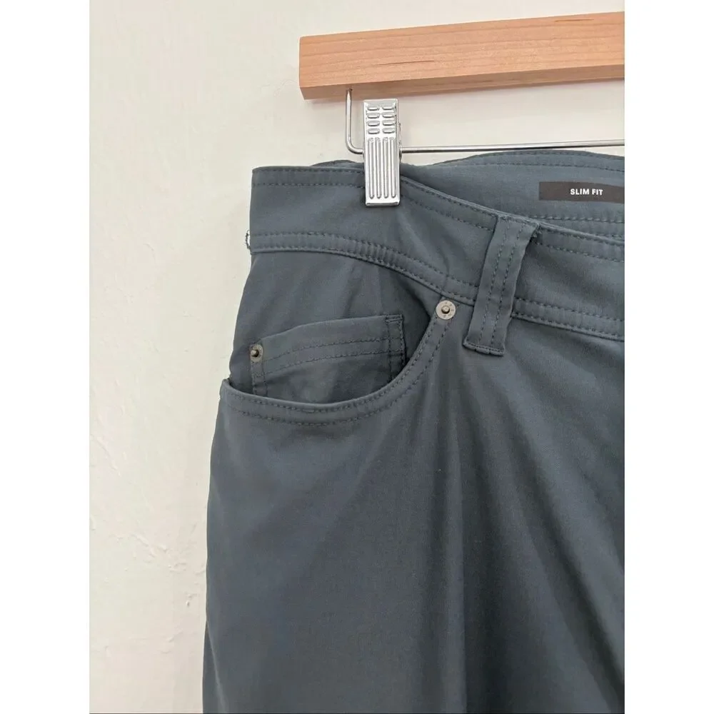 Prana Men’s Size 33x32 Slim Fit Blue/Gray Flat Front Pants Trousers Double Peak